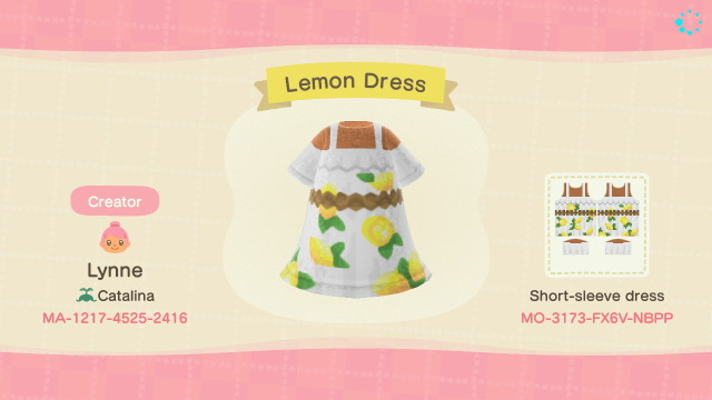 1595851190 25 lynne from catalina acnhI made a version of Pocket Camps Lemon Summer Dress