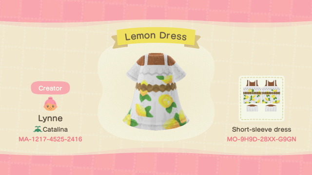 1595851190 632 lynne from catalina acnhI made a version of Pocket Camps Lemon Summer Dress