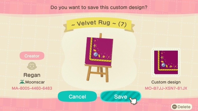 1596456846 359 ACNL QR Codes mindhoneyhey all i made a velvet rug