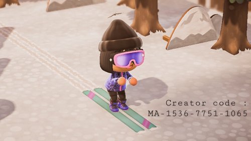 ACNH QR Codes crossingdesignsskis and snowboard by @acnhpeachbay on twitter