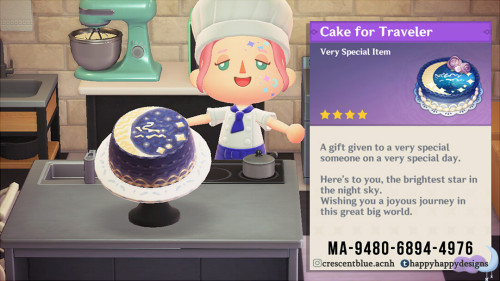 ACNH QR Codes happyhappydesignsCake for Traveler Celestial Cake HatThe