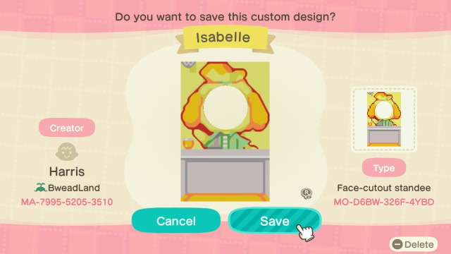 ACNH QR Codes thenorm101Recreated the Isabelle standee 3