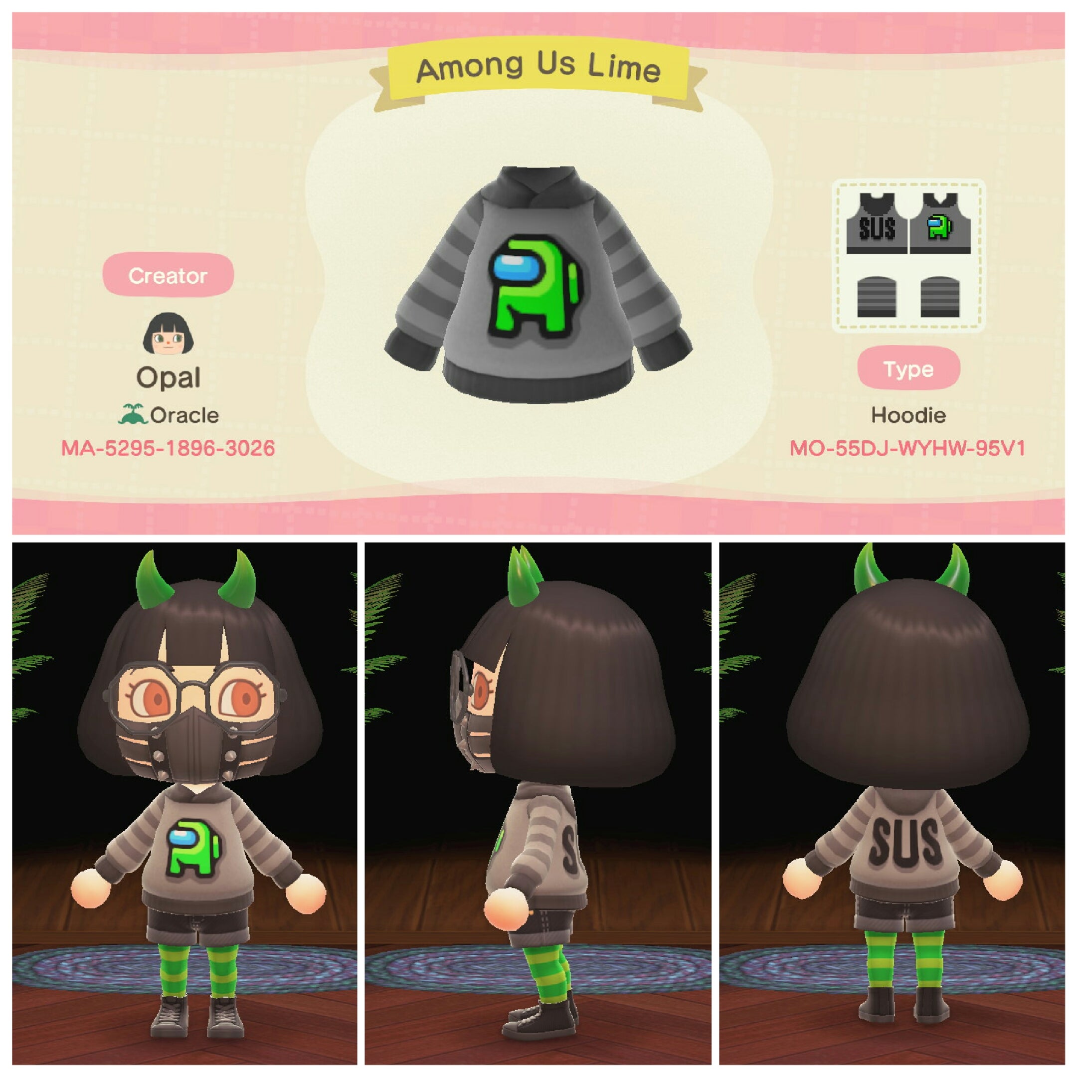 Animal Crossing Among Us sweaters in all in game colors