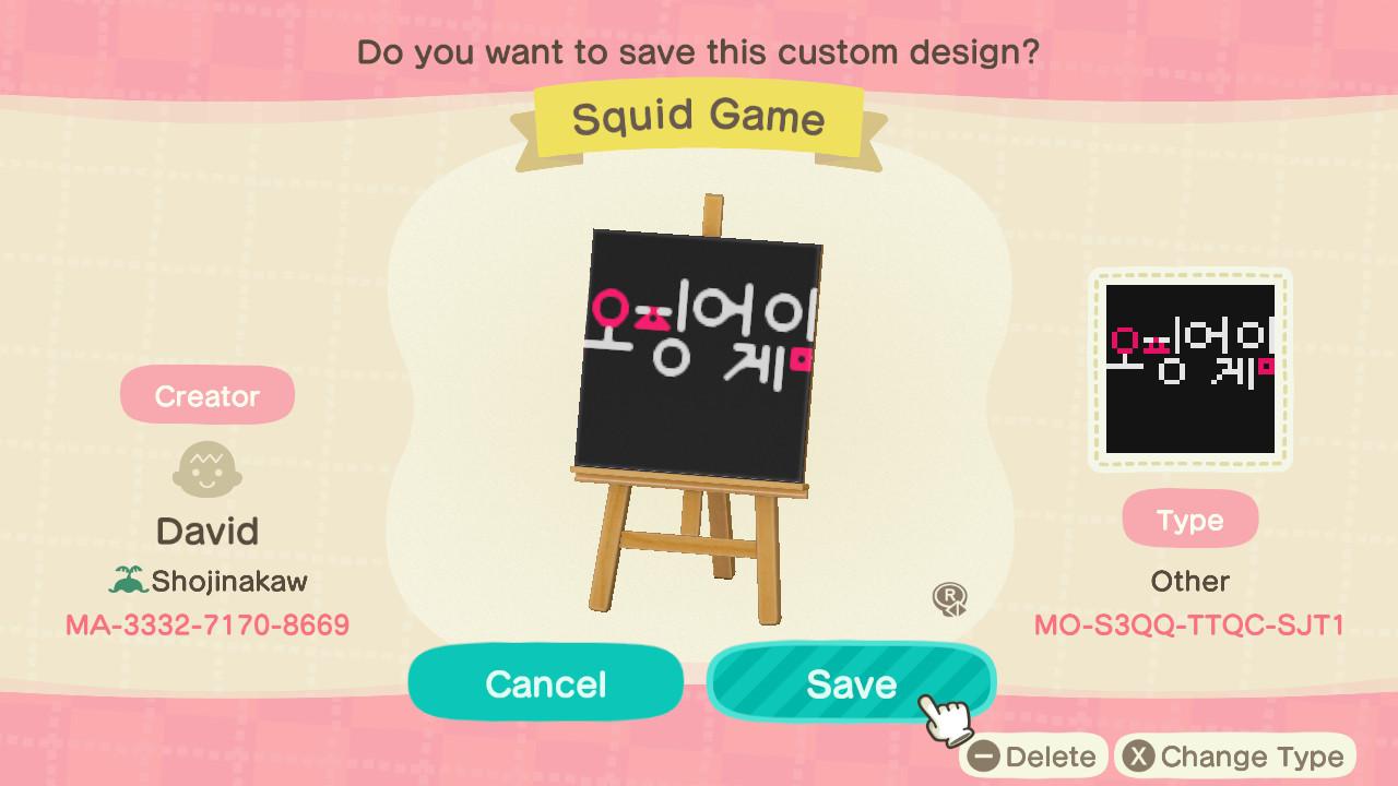 Animal Crossing Made a Squid Game flag code First design