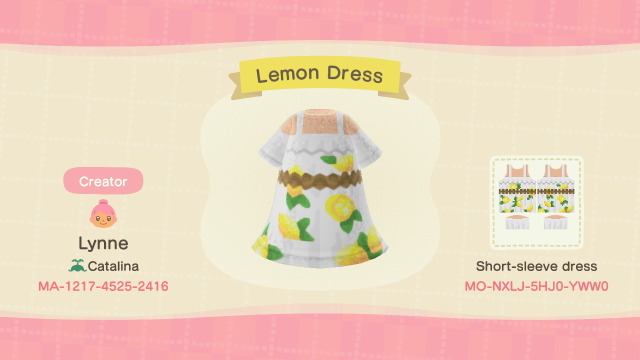 lynne from catalina acnhI made a version of Pocket Camps Lemon Summer Dress